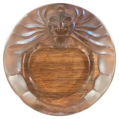 Pre-owned Lalique Lion Head Frosted Crystal Cigar Ashtray / Bowl By  In Brown