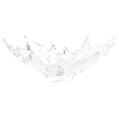 Pre-owned Lalique Mid-century Modernist Crystal "champs �lys�es" Centerpiece Bowl Signed  In Gray