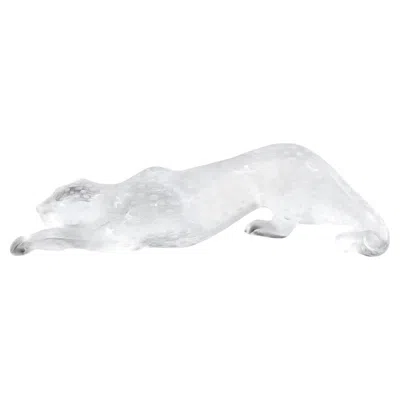 Pre-owned Lalique Modernist Spotted Stalking Leopard In Frosted Crystal Signed By  In Gray