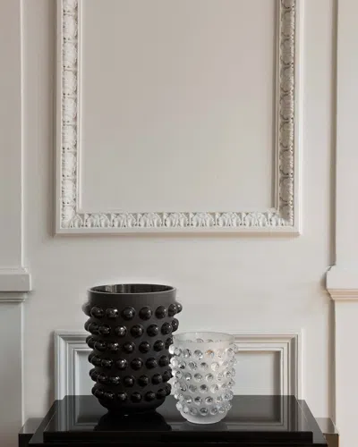 Lalique Mossi Black Xxl Vase - 12" In White