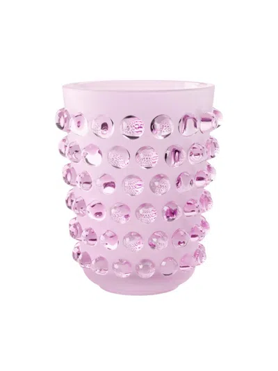 Lalique Mossi Crystal Vase In Purple