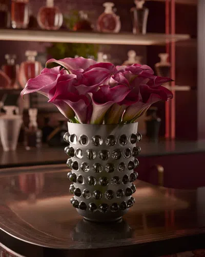 Lalique Mossi Gray Crystal Vase, 8.3"