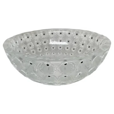Pre-owned Lalique Nemours Enameled Crystal Bowl In Gray