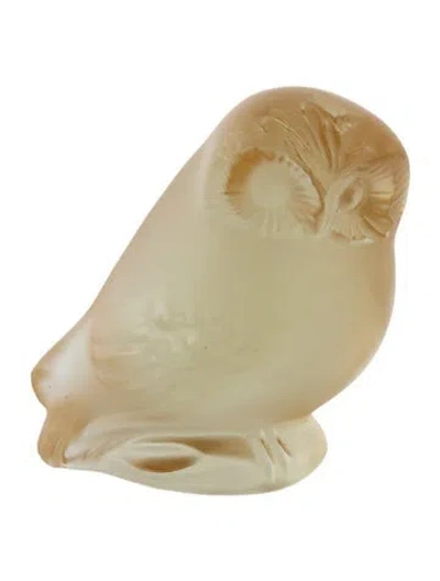 Pre-owned Lalique Nyctal Owl Figurine In Yellow