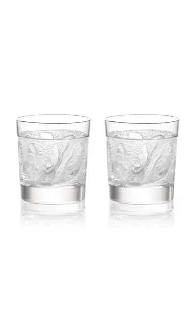 Lalique - Owl Set-of-two Crystal Cordial Tumblers - Clear
