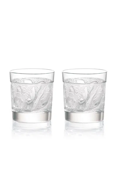 Lalique - Owl Set-of-two Crystal Whiskey Tumblers - Clear