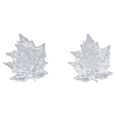 Pre-owned Lalique Pair Of  Crystal And Chrome "champs Elysees" Wall Sconces In Clear