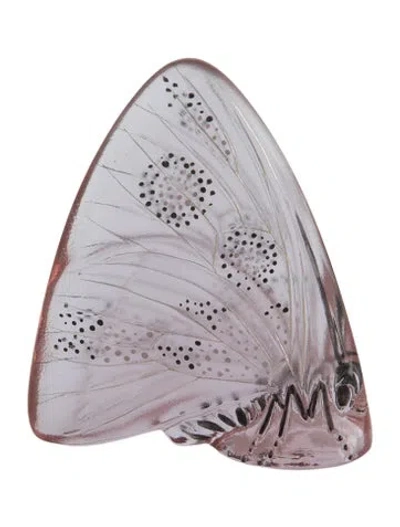 Pre-owned Lalique Papillon Ailes Fermées Figurine Seal In Purple