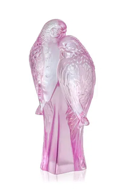 Lalique Parakeet Crystal Sculpture In Pink