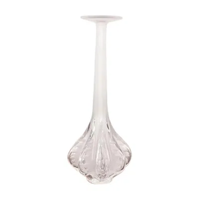 Pre-owned Lalique Paris Marie-claude Soliflore Frosted Crystal Vase In Transparent