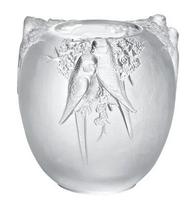 Lalique Perruches Vase In Transparent