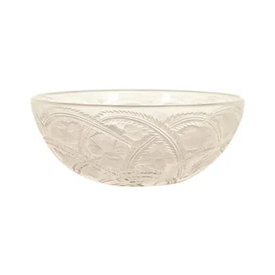 Pre-owned Lalique "pinsons" Art Deco Frosted Crystal Glass Bowl, Circa 1930s In Beige