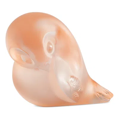 Lalique Piou Piou Wing Up Crystal Figure, Coral In Brown