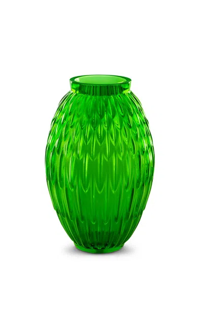 Lalique Green Meadow Plumes Vase