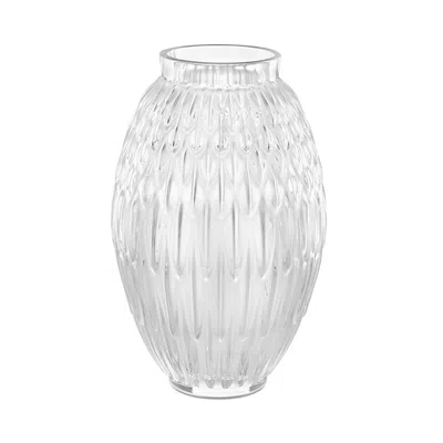 Lalique Plumes Clear Crystal Vase