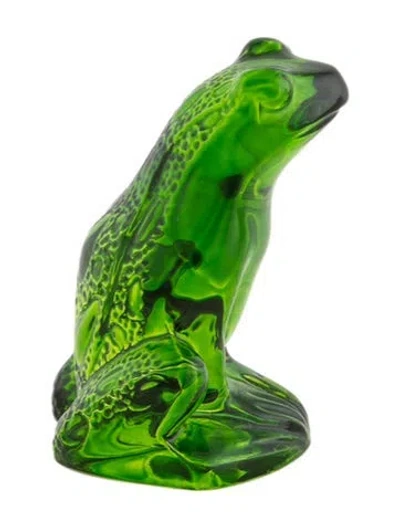 Pre-owned Lalique Rainette Frog Figurine In Green