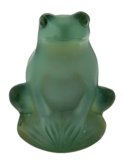 Pre-owned Lalique Rainette Frog Figurine In Green