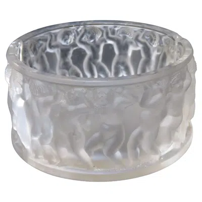 Pre-owned Lalique Rare Vintage  France Children Enfants Cherub Sculpture Bowl In Gray