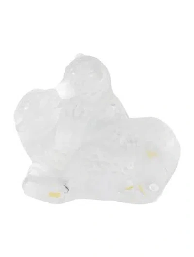 Pre-owned Lalique Reclining Cheetahs Figurine In Transparent