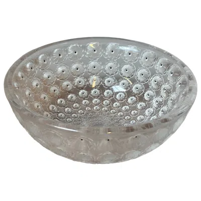 Pre-owned Lalique René  Art Deco Nemours Bowl, Glass, France, 10-inch Diameter In Gray