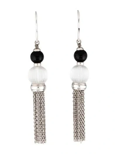 Pre-owned Lalique Resin Drop Earrings In Black