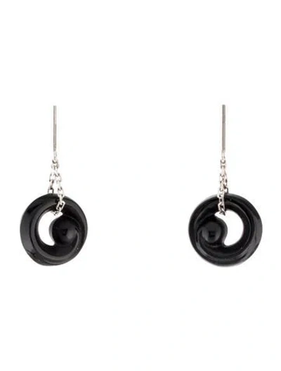 Pre-owned Lalique Resin Swirl Drop Earrings In Black