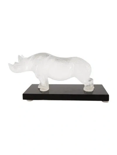 Pre-owned Lalique Rhino Figurine In Clear