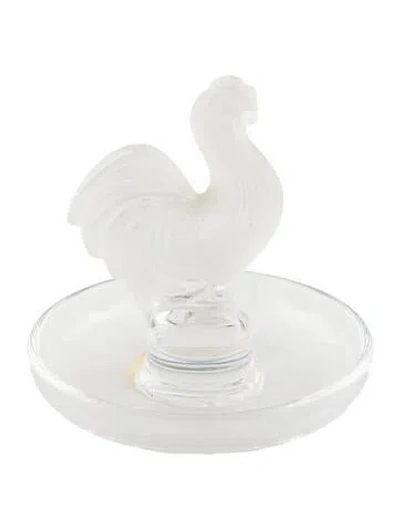 Pre-owned Lalique Rooster Ring Dish In Transparent