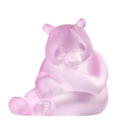Lalique Rose Nebula Panda Sculpture In Pink