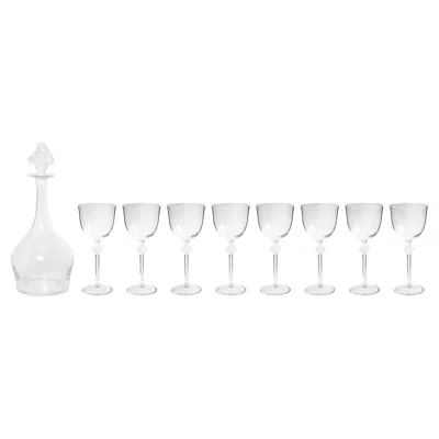 Pre-owned Lalique Roxane 9-piece Stemware & Decanter Set By , France In Gray