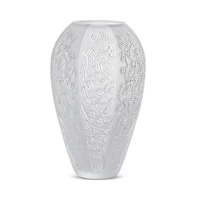 Lalique Large Crystal Sakura Vase In Transparent