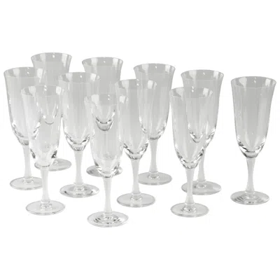 Pre-owned Lalique Set Of 11 Crystal Champagne Glasses -  France - Model Barsac In Gray