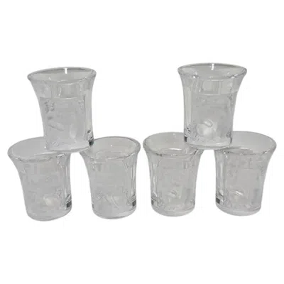 Pre-owned Lalique Set Of Six (6)  'enfants' Crystal Liqueur Shot Glasses, France Signed In Gray