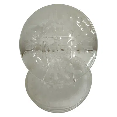 Pre-owned Lalique Set Of Six Dessert Plates  Decor Mui In Gray