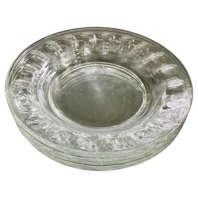 Pre-owned Lalique Set Of Six French Glass Plates In Gray