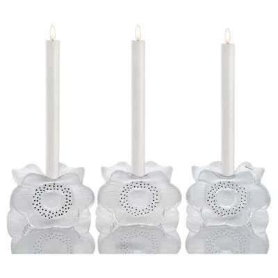Pre-owned Lalique Set Of Three  Anemones Candle Holders, 1975 In Gray