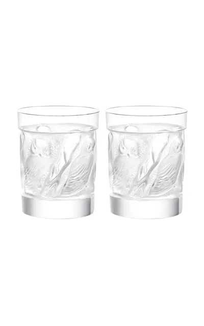 Lalique - Set-of-two Owl Old Fashion Tumblers - Clear