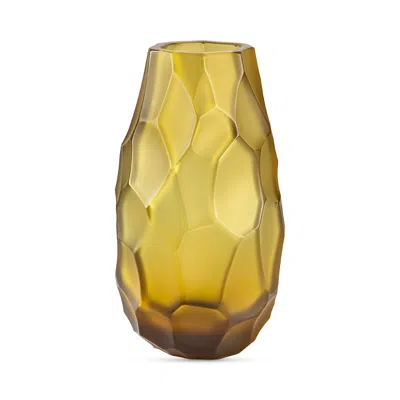 Lalique Silex Vase, Small In Yellow