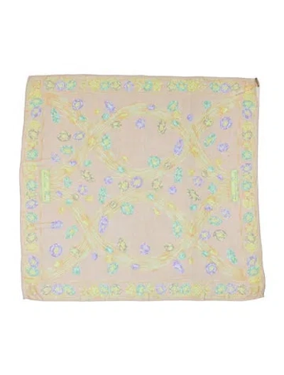 Pre-owned Lalique Silk Floral Print Scarf In Neutrals