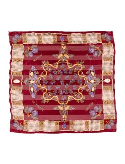 Pre-owned Lalique Silk Striped Scarf In Red