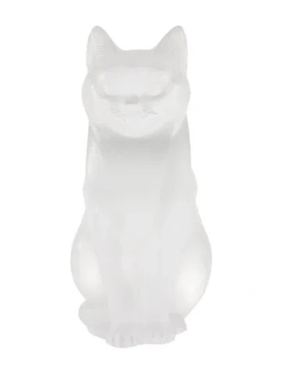 Pre-owned Lalique Sitting Cat Figurine In Transparent