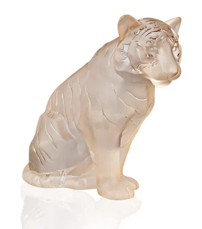 Lalique Sitting Tiger Ornament In Brown