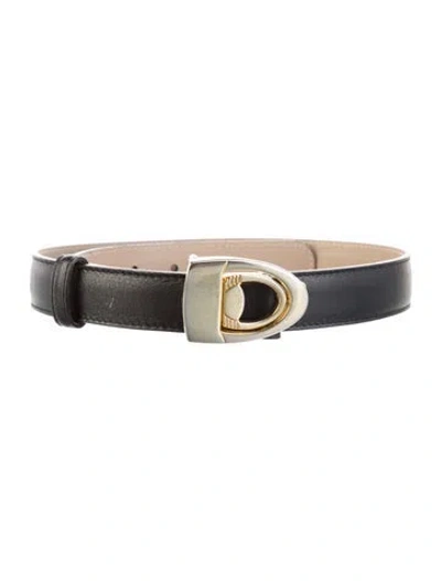 Pre-owned Lalique Skinny Leather Belt In Black