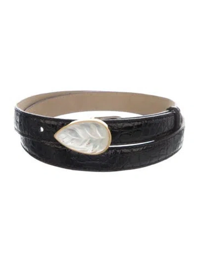 Pre-owned Lalique Skinny Leather Belt In Black