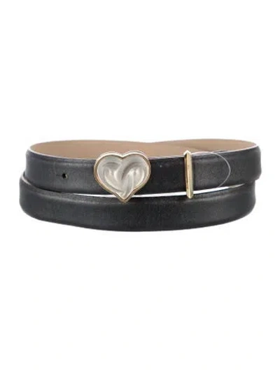 Pre-owned Lalique Skinny Leather Belt In Black