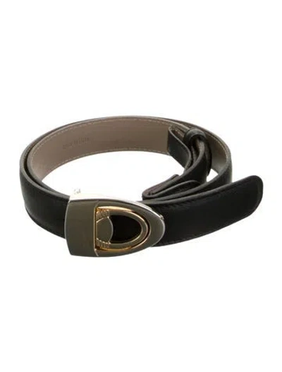 Pre-owned Lalique Skinny Leather Belt In Black