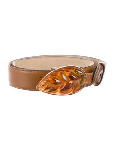 Pre-owned Lalique Skinny Leather Belt In Brown