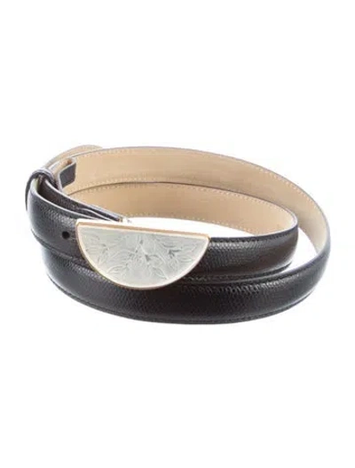 Pre-owned Lalique Skinny Leather Belt Kit In Black