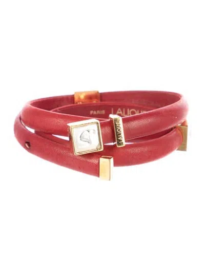 Pre-owned Lalique Skinny Leather Waist Belt In Red