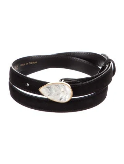 Pre-owned Lalique Skinny Velvet Belt In Black
